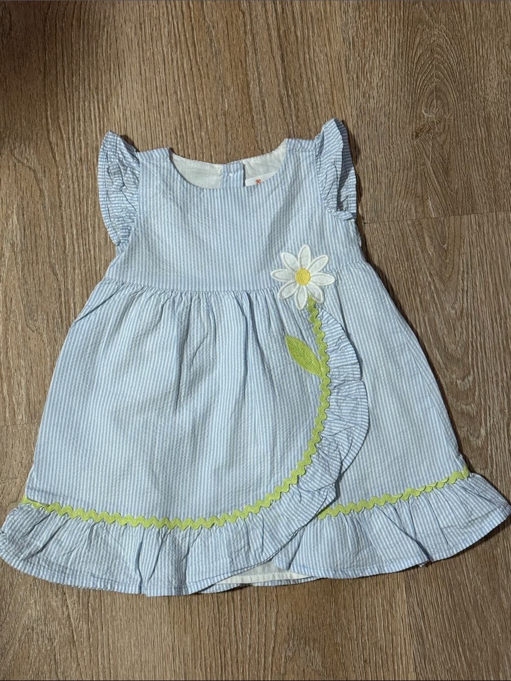 Gymboree Light Blue Striped Dress with Daisy Applique